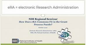 eRA Commons: Interacting with NIH Electronically Post-Submission
