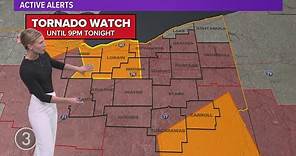 Severe thunderstorm warning, tornado watch in place for several Northeast Ohio counties
