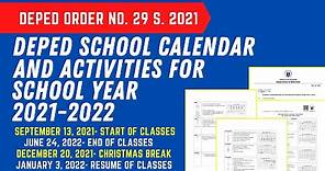 DEPED SCHOOL CALENDAR SY 2021-2022