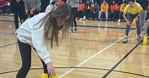 In yesterday’s House pep assembly, 4th through 8th graders inducted a new 7th grader into the Green house then raced to build cup towers. They also competed in a students vs teachers basketball game. The students put up a strong showing but the teachers won in the end. 👏🏾 | Detroit Country Day School