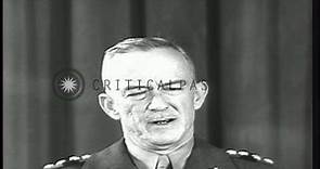 General Courtney H. Hodges informs about the new assignment of the 1st Army in th...HD Stock Footage