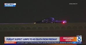 Pursuit suspect dies after jumping from freeway in Riverside