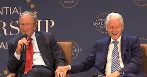 Presidential bromance: Bush and Clinton trade jokes, discuss family and 2016