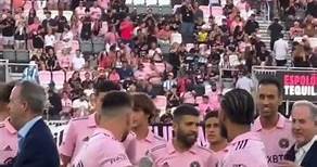 Messi and Yedlin present Inter Miami's Leagues Cup trophy to the home fans for the first time 🤝