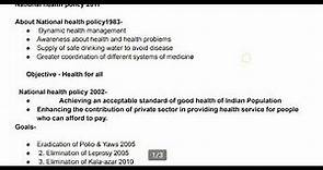 National health policy, NHP 2000AD,National health policy 2002,NHP2015,NHP2017,GOALS