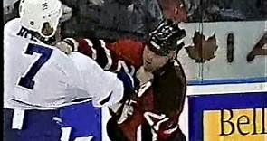 Gary Roberts vs Randy McKay & Devils vs Leafs scrum 2001