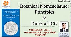 Botanical Nomenclature Principles Rules and Recommendations | International Code of Nomenclature