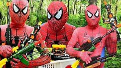 Spider-Man In Real Collecting Nerf Guns, Nerf Sniper, AK47 Gun, Rifles, Machine Gun, Laser Gun