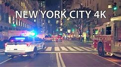New York City 4K - Night Drive - Driving Downtown - USA