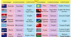 Oceania Countries with Languages, Nationalities and Flags