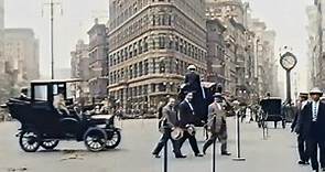 New York City in Early 1910s. Restored Rare Vintage Footage in Color. NYC Manhattan Streets 1910s