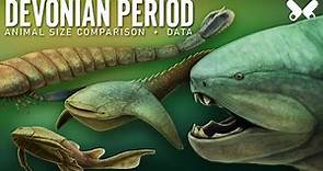 DEVONIAN PERIOD. Animals size comparison and data. Paleoart