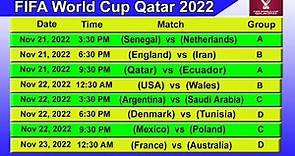 FIFA World Cup Qatar 2022 Full Schedule & Time Table | Qatar World Cup 2022 Schedule