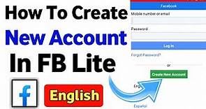 How To Create New Facebook Lite Account | English | Facebook Lite Account
