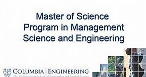 Master of Science Program in Management Science and Engineering