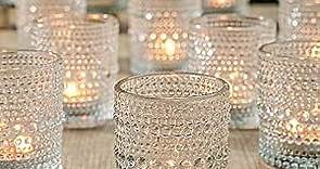 24 Pack Votive Candle Holders for Wedding Candle, Clear Glass DIY Wax Filling Romance Tealight Candle Holders for Wedding Table Decor, Gift, Home Decoration（Clear,24）