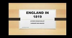 ENGLAND IN 1819 POEM BY PERCY BYSHHE SHELLEY SUMMARY AND ANALYSIS