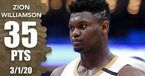 Zion Williamson scores career-high 35 points in Lakers vs. Pelicans | 2019-20 NBA Highlights