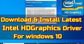 How To Download & Install Intel hd Graphics Driver For windows 10