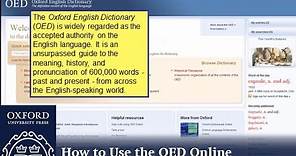 How to Use the Oxford English Dictionary Online | Oxford Academic