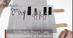 PERFEHAIR Hair Stylist Scissor Holder Pouch Case - Hairdresser Tool Holster Bag with 12 Pockets for Salon Shears