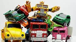 Transformers Stopmotion - Bumblebee vs Optimus Prime, Tobot Rescue Team LEGO avoid Dinobots!.