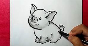 How to Draw a Cute Pig Easy Line Drawing of Pig || YZArts