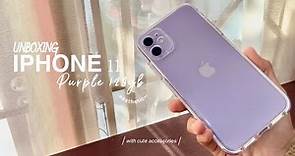 Purple IPhone 11 unboxing + accessories & set up in 2021✨