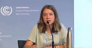 Greta Thunberg speaks at COP28 preparatory conference