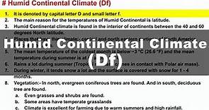 Koppen Scheme - Humid Continental Climate (Df) | UPSC IAS Geography
