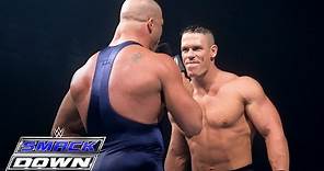 A debuting John Cena accepts Kurt Angle's open challenge: SmackDown, June 27, 2002