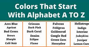 A To Z Colours List- List Of Colors - Word schools
