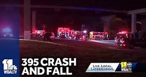 1 dead after fall from Baltimore I-395 bridge after crash