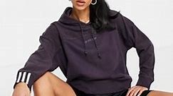 adidas Originals logo RYV quarter zip hoodie in dark purple | ASOS