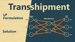 Transshipment Problem -LP Formulation | Solution