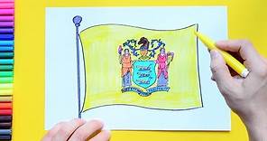 How to draw the Flag of New Jersey State, USA