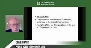 Premio Nobel de economía 2016, Oliver Hart, (Harvard U.) en #SeminarioAnualDeInvestigacióncies 2020