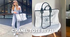 CHANEL CANVAS DEAUVILLE LARGE TOTE REVIEW + WHAT FITS INSIDE