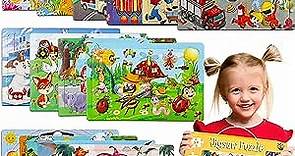 Puzzles for Kids Ages 4-8, 14 Pack Wooden Jigsaw Puzzles 30 Pieces Preschool Educational Learning Toys Set for Toddler Boys and Girls Stocking Stuffers