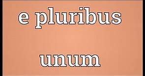 E pluribus unum Meaning