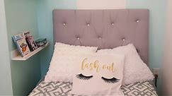 The easiest DIY Glam tufted headboard/just use staples,for kids room