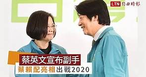 蔡英文宣布副手 「蔡賴配亮相」出戰2020
