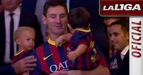 Messi y Neymar con sus hijos en el túnel de vestuarios