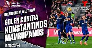 Own goal Konstantinos Mavropanos - Brentford v. West Ham 23-24 | Premier League | Telemundo Deportes
