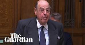 Sir Nicholas Soames delivers emotional speech in parliament
