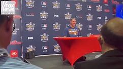 Astros' Justin Verlander talks to reporters after World Series Game 5 win