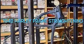 1942 WW2 Harley Frame straightening final adjustments. #motorcycle #restore #harleydavidson #repair