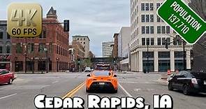 Driving Around Downtown Cedar Rapids, IA in 4k Video