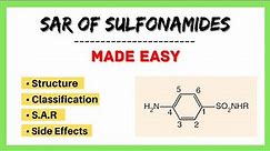 SAR of Sulfonamides(Sulphonamides)| Medicinal Chemistry| Made Easy