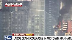 Crane in New York City catches fire in collapse